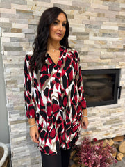 Wine Large Brushed Leopard Tunic Gloria