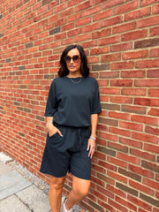 Black Shorts Leisure Set Amber