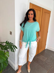 Aqua Shimmer Trim Tie Top Perry