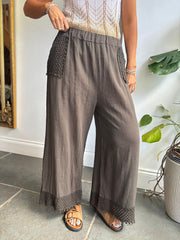 Chocolate Multi Hole Detail Trousers Terri