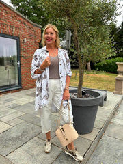 White Brushed Print Blouse Farrah