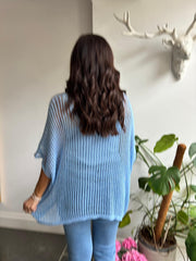 Light Blue Open Weave Knit Peyton