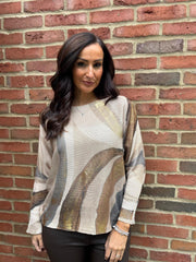 Latte Block Lines Knitted Top Dawn