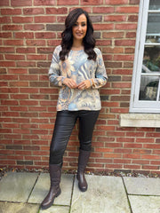 Grey Animal Floral Soft Knit Kim