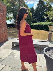 Wine Bubble Cotton Dress Athena