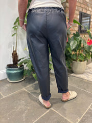 Navy Coated Trousers Sasha