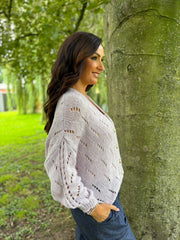 Lilac Chunky Knit Cardi Gail