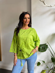 Lime Distressed Floral Top Danica