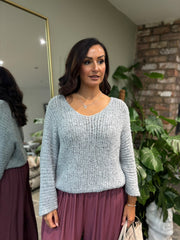 Grey Popcorn Knit Martha