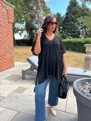 Black Open Knit Cover Up Elsie