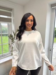 Winter White Button Detail Sweatshirt April