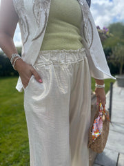 Gold Luxury Shimmer Wide Leg Trousers