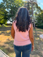 Pink Fluffy Hem Knitted Tank Gina