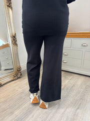 Black Drawstring Short Knitted Trousers Georgina