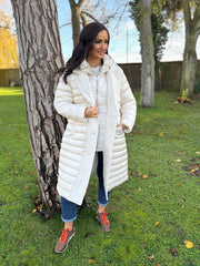 Stone Premium Quilted Longline Coat Amanda