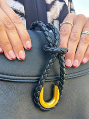 Black Braid Fasten Shoulder Bag