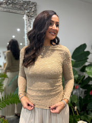 Camel Floral Lace Top Kelly