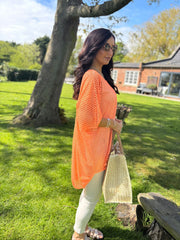 Orange Shimmer Loose Weave Top Jasmine