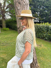 Khaki Multi Hole Layered Top Laurel