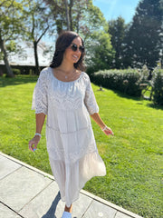 Stone Broderie Bardot Dress Orla