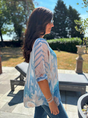 Blue Floral Stripe Top Brianne