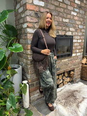 Khaki Camo Wide Leg Trousers