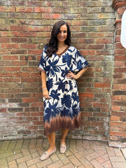 Navy Ombre Floral Dress Stephanie