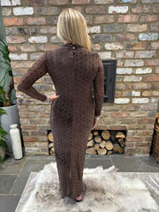 Chocolate Polka Dot Mesh Dress Joanna