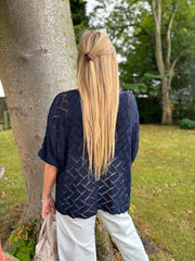 Navy Abstract Pattern Knit Tori