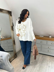 Winter White Flower Knit Alissa