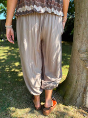 Mocha Smocked Waist Hareem Trousers