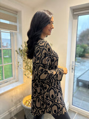 Camel Seamless Print Longline Zip Top Cassie