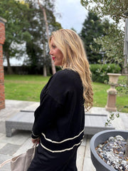 Black Contrast Trim Shimmer Cardi Ophelia
