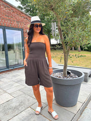 Chocolate Bubble Cotton Bandeau Playsuit