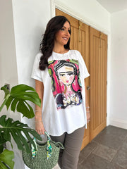 White Artistic Portrait Tee Anais