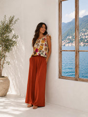 Rust Wide Leg Pull On Trousers Cara