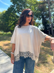 Stone Lace Hem Tee Beryl