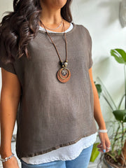 Chocolate Layered Net Top Elise