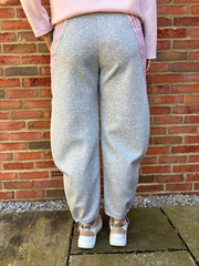 Grey Stripe Barrel Leg Joggers