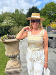 White Leaf Wide Leg Trousers Josephine