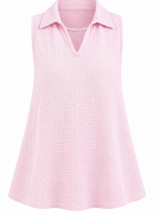 Pink Sleeveless Bubble Cotton Top Jean
