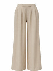 Stone Tailored Wide Leg Pleat Trousers