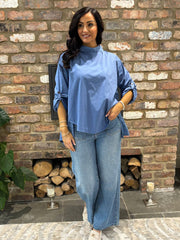 Denim Broderie Anglaise Top Judith