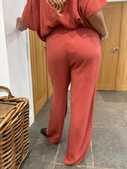 Rust Bubble Cotton Trousers