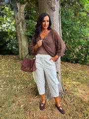 Chocolate Gathered Loose Knit Paige