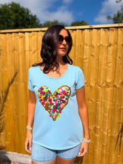 Denim Confetti Heart Tee Eliza