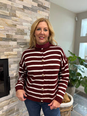 Wine Stripe Cardigan Dora