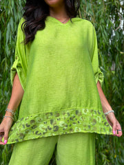 Lime Leopard Trim Co-Ord Theodora
