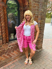 Pink Gold Detail Carnation Scarf