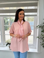 Pink Textured Scarf Top Vivienne